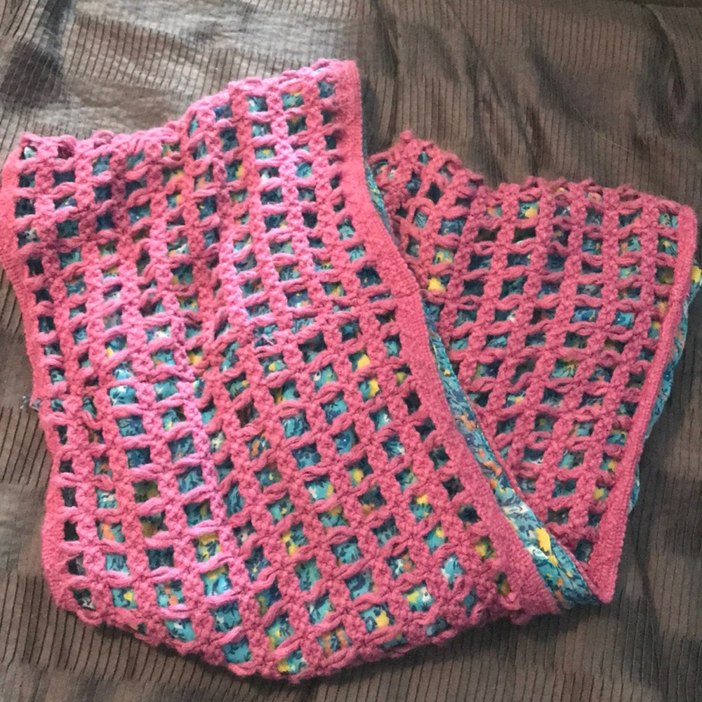 Purple and blue reversible scarf